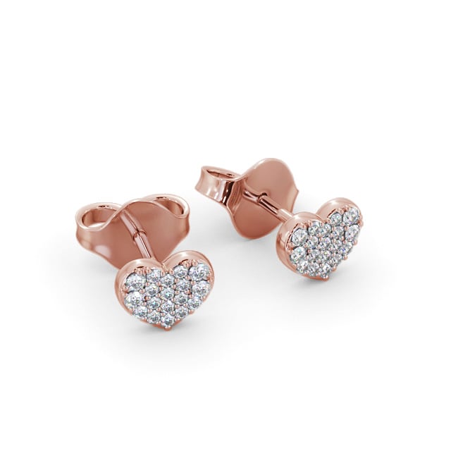 Heart Style Round Diamond Earrings 9K Rose Gold - Christie ERG149_RG_FLAT