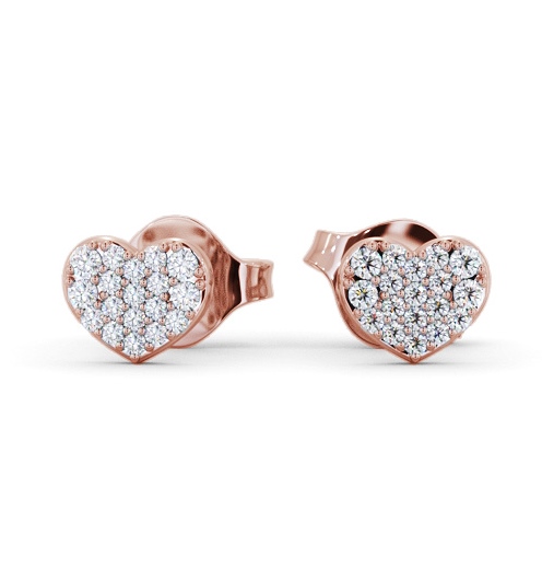  Heart Style Round Diamond Earrings 9K Rose Gold - Christie ERG149_RG_THUMB2 