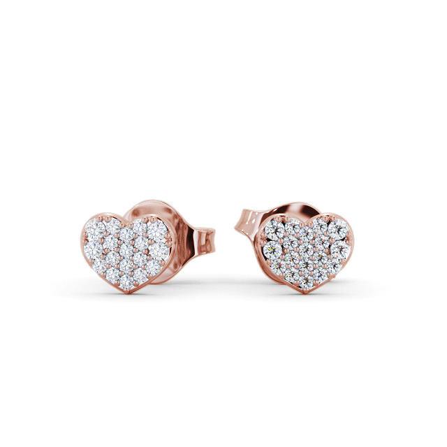 Heart Style Round Diamond Earrings 9K Rose Gold - Christie ERG149_RG_UP
