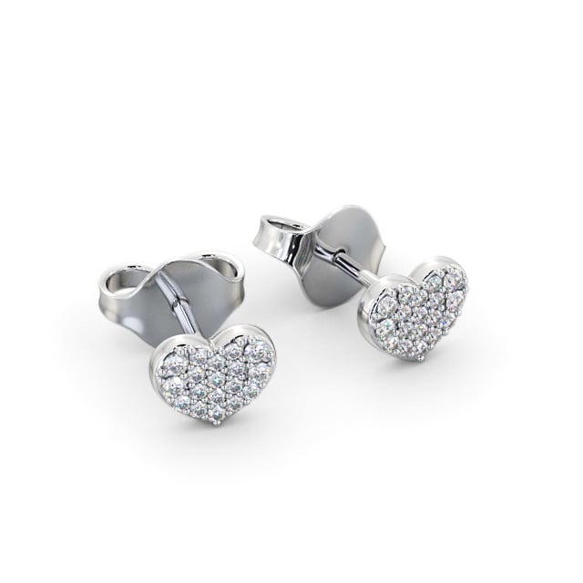 Heart Style Round Diamond Earrings 18K White Gold - Christie ERG149_WG_FLAT