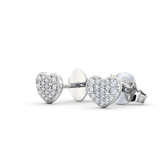 Heart Style Round Diamond Earrings 18K White Gold - Christie