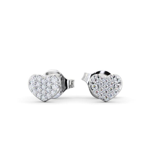 Heart Style Round Diamond Earrings 18K White Gold - Christie ERG149_WG_UP
