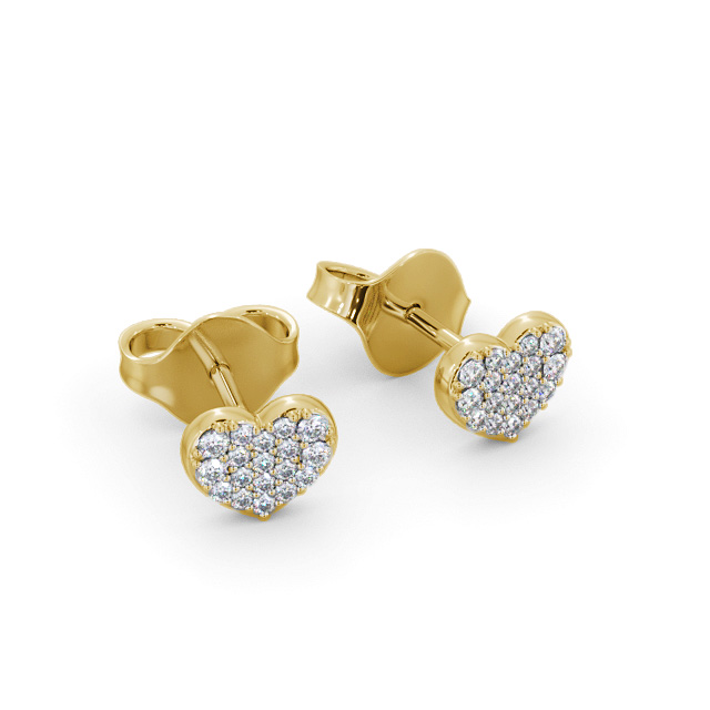 Heart Style Round Diamond Earrings 9K Yellow Gold - Christie ERG149_YG_FLAT