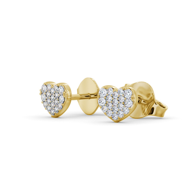 Heart Style Round Diamond Earrings 9K Yellow Gold - Christie ERG149_YG_SIDE