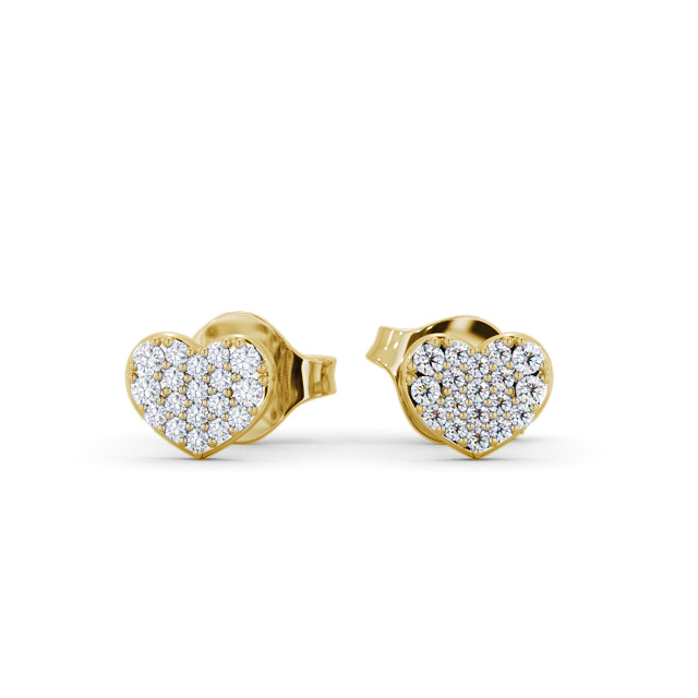 Heart Style Round Diamond Earrings 9K Yellow Gold - Christie ERG149_YG_UP
