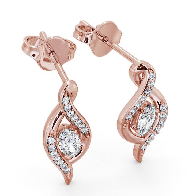 Drop Oval Diamond 0.52ct Earrings 9K Rose Gold - Logan ERG14_RG_FLAT