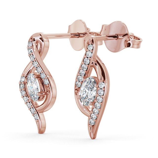 Drop Oval Diamond 0.52ct Earrings 9K Rose Gold - Logan ERG14_RG_SIDE