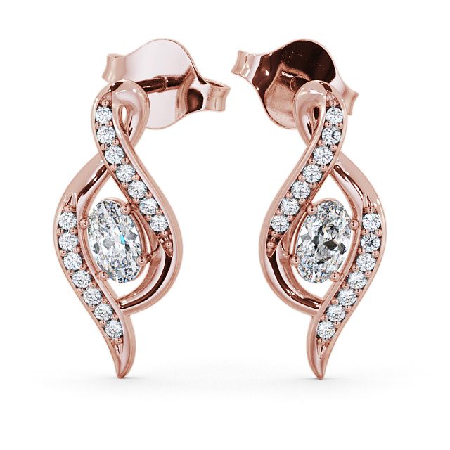 Drop Oval Diamond 0.52ct Earrings 9K Rose Gold - Logan ERG14_RG_UP