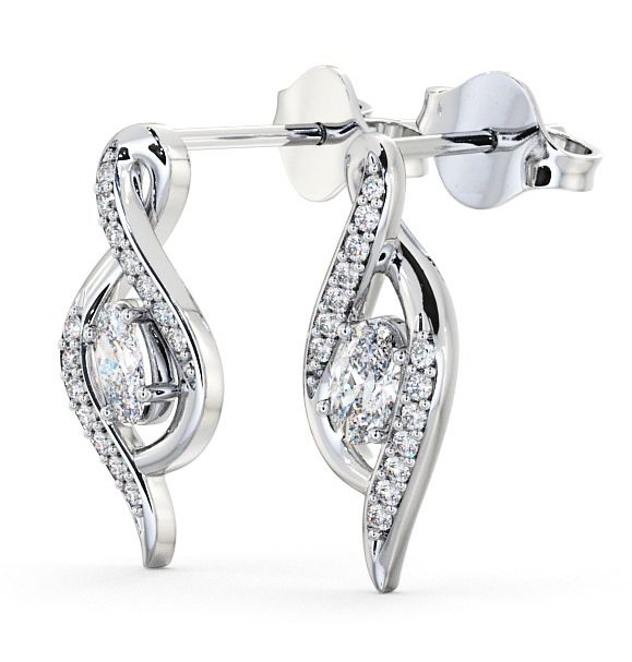 Drop Oval Diamond 0.52ct Earrings 9K White Gold ERG14_WG_THUMB1 