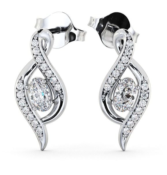  Drop Oval Diamond 0.52ct Earrings 18K White Gold - Logan ERG14_WG_THUMB2 