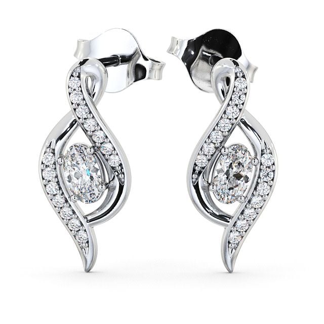 Drop Oval Diamond 0.52ct Earrings 9K White Gold - Logan ERG14_WG_UP
