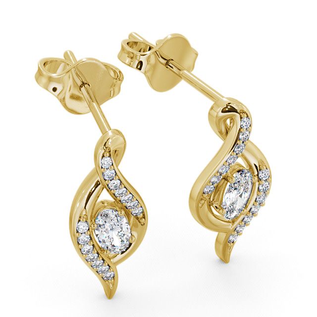 Drop Oval Diamond 0.52ct Earrings 9K Yellow Gold - Logan ERG14_YG_FLAT