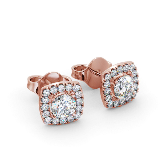 Halo Round Diamond Earrings 9K Rose Gold - Alessio ERG150_RG_FLAT