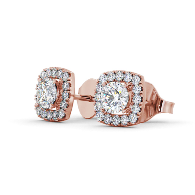 Halo Round Diamond Earrings 9K Rose Gold - Alessio ERG150_RG_SIDE