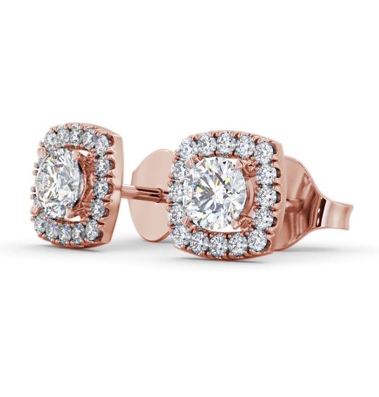 Round Diamond with Cushion Shape Halo Earrings 9K Rose Gold ERG150_RG_THUMB1