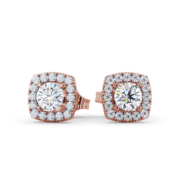Halo Round Diamond Earrings 9K Rose Gold - Alessio ERG150_RG_UP