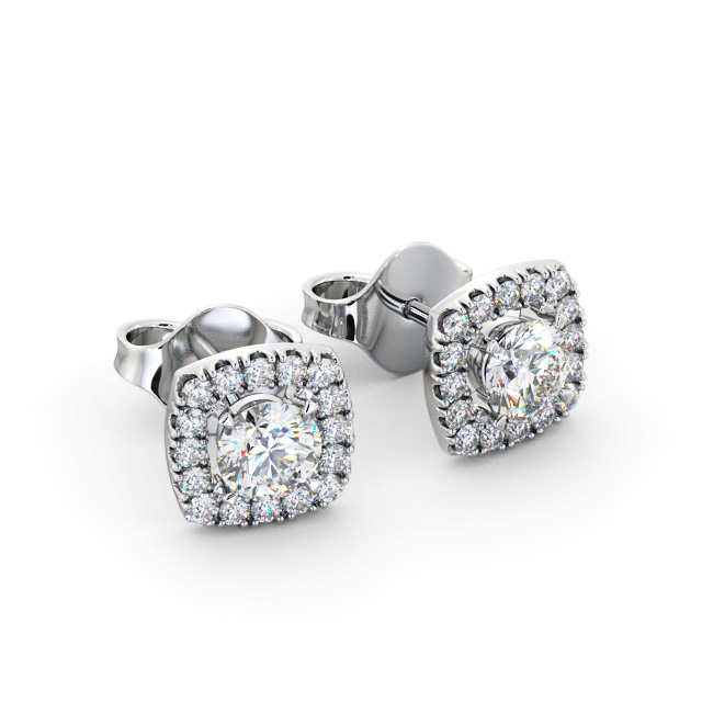 Halo Round Diamond Earrings 9K White Gold - Alessio ERG150_WG_FLAT