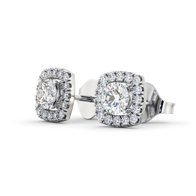 Halo Round Diamond Earrings 9K White Gold - Alessio ERG150_WG_SIDE