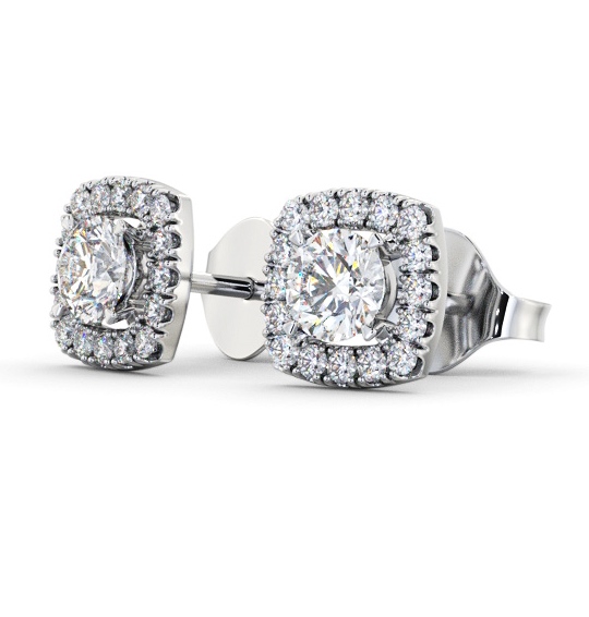 Round Diamond with Cushion Shape Halo Earrings 9K White Gold ERG150_WG_THUMB1 