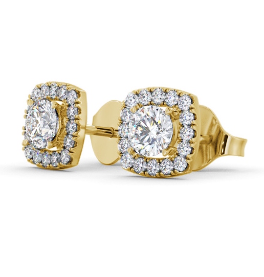 Round Diamond with Cushion Shape Halo Earrings 18K Yellow Gold ERG150_YG_THUMB1