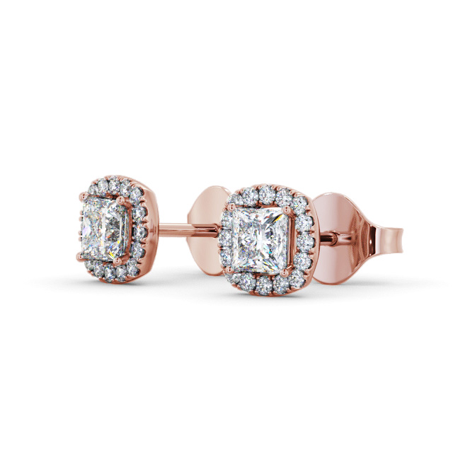 Halo Princess Diamond Earrings 18K Rose Gold - Talbot ERG151_RG_SIDE