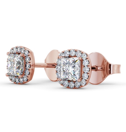 Princess Diamond with Cushion Shape Halo Earrings 18K Rose Gold ERG151_RG_THUMB1 