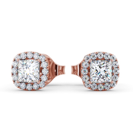  Halo Princess Diamond Earrings 18K Rose Gold - Talbot ERG151_RG_THUMB2 
