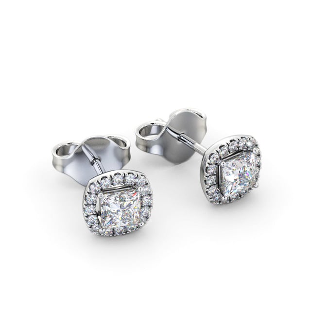 Halo Princess Diamond Earrings 9K White Gold - Talbot ERG151_WG_FLAT