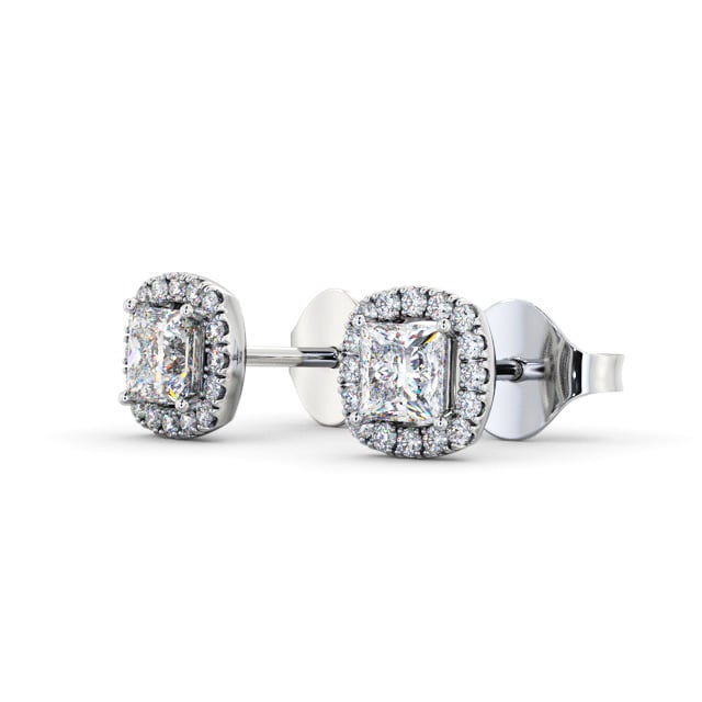 Halo Princess Diamond Earrings 9K White Gold - Talbot ERG151_WG_SIDE
