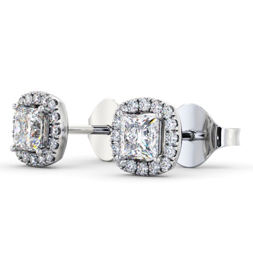  Halo Princess Diamond Earrings 18K White Gold - Talbot ERG151_WG_THUMB1 