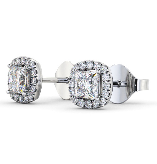 Princess Diamond with Cushion Shape Halo Earrings 18K White Gold ERG151_WG_THUMB1 