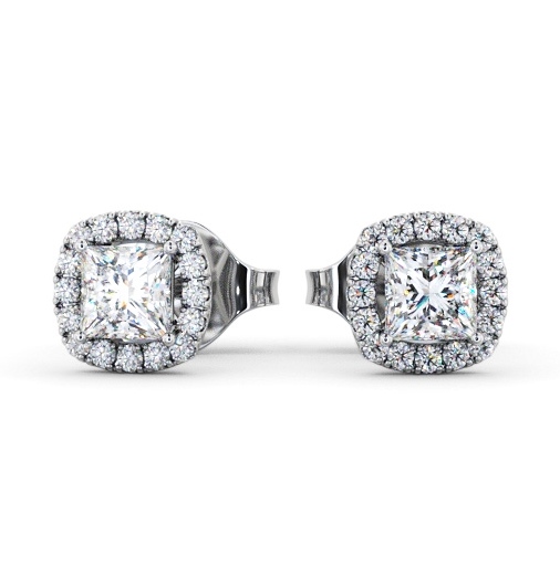  Halo Princess Diamond Earrings 18K White Gold - Talbot ERG151_WG_THUMB2 