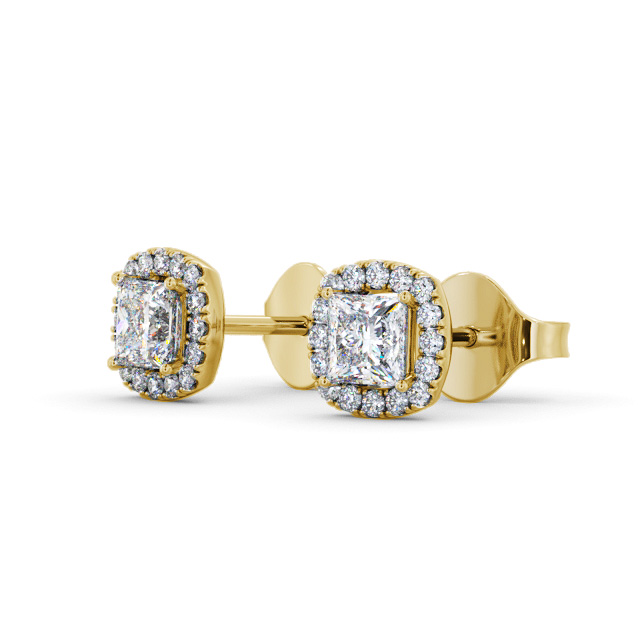 Halo Princess Diamond Earrings 9K Yellow Gold - Talbot ERG151_YG_SIDE