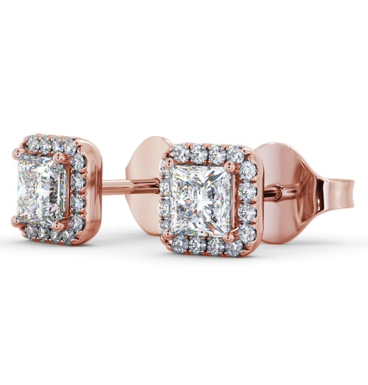  Halo Princess Diamond Earrings 9K Rose Gold - Nida ERG152_RG_THUMB1 