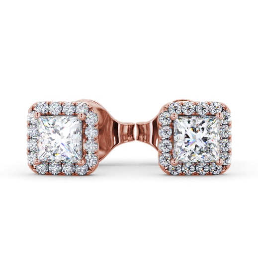  Halo Princess Diamond Earrings 18K Rose Gold - Nida ERG152_RG_THUMB2 