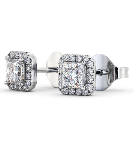  Halo Princess Diamond Earrings 9K White Gold - Nida ERG152_WG_THUMB1 