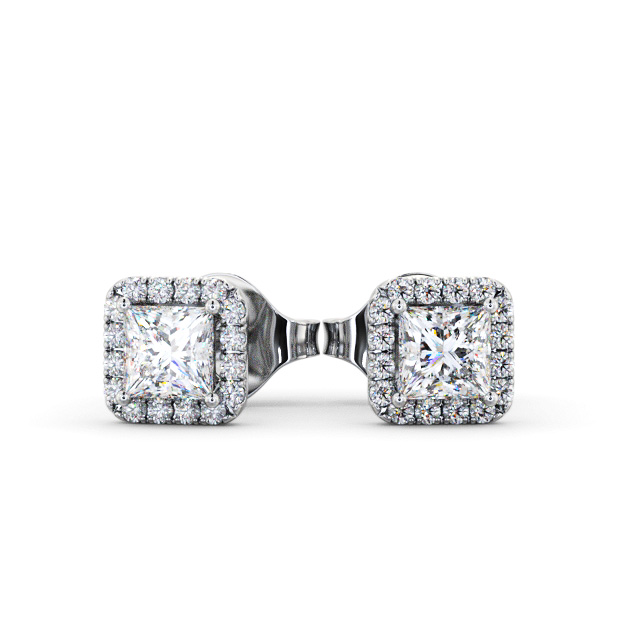 Halo Princess Diamond Earrings 9K White Gold - Nida ERG152_WG_UP