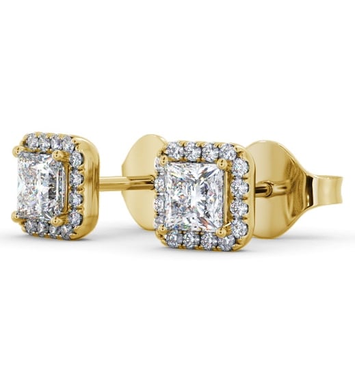  Halo Princess Diamond Earrings 9K Yellow Gold - Nida ERG152_YG_THUMB1 