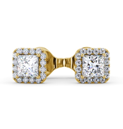  Halo Princess Diamond Earrings 18K Yellow Gold - Nida ERG152_YG_THUMB2 