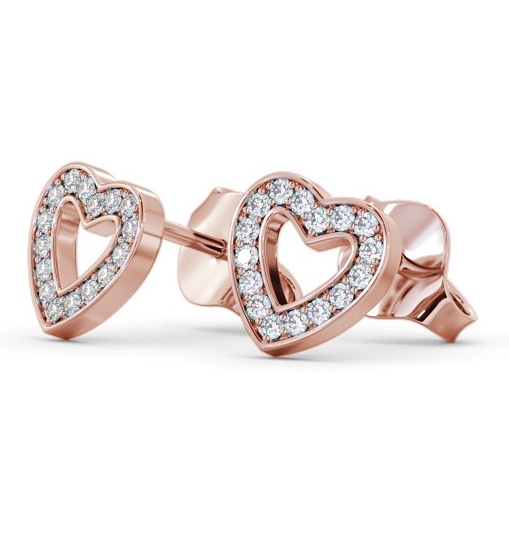 Heart Style Round Diamond Channel Set Earrings 18K Rose Gold ERG153_RG_THUMB1