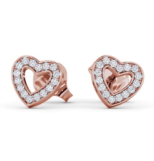  Heart Style Round Diamond Earrings 9K Rose Gold - Harisel ERG153_RG_THUMB2 