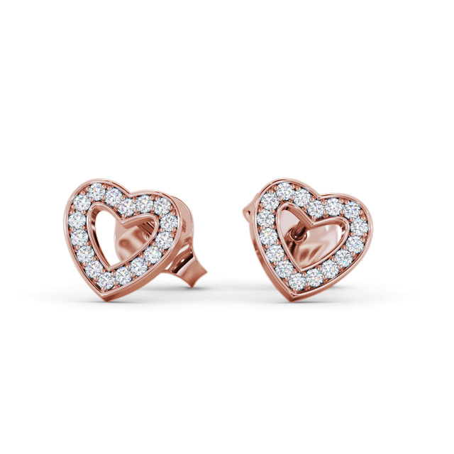Heart Style Round Diamond Earrings 18K Rose Gold - Harisel ERG153_RG_UP