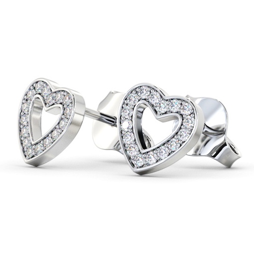 Heart Style Round Diamond Channel Set Earrings 18K White Gold ERG153_WG_THUMB1