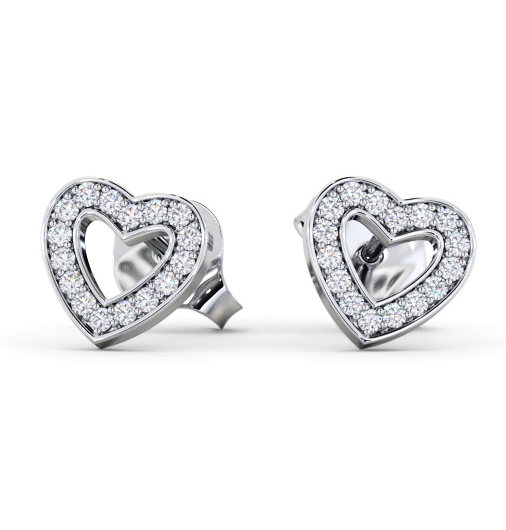 Heart Style Round Diamond Earrings 9K White Gold - Harisel ERG153_WG_THUMB2 