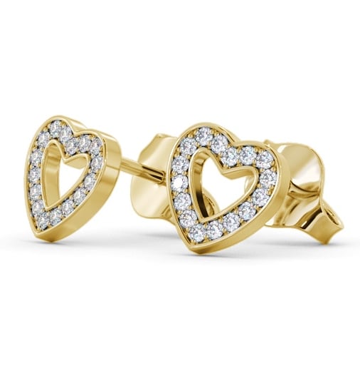 Heart Style Round Diamond Channel Set Earrings 18K Yellow Gold ERG153_YG_THUMB1 