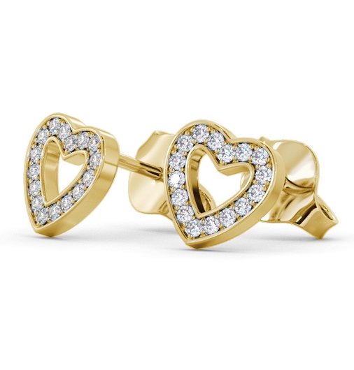 Heart Style Round Diamond Channel Set Earrings 9K Yellow Gold ERG153_YG_THUMB1