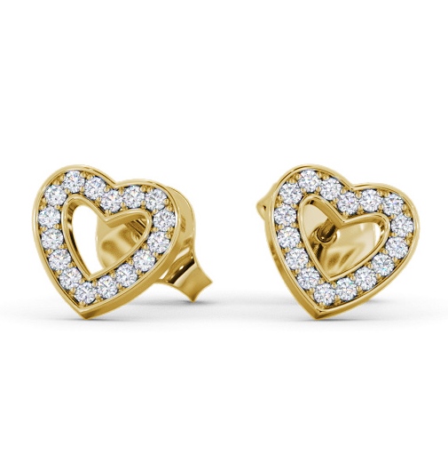  Heart Style Round Diamond Earrings 9K Yellow Gold - Harisel ERG153_YG_THUMB2 