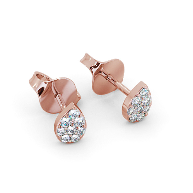 Pear Style Round Diamond Earrings 18K Rose Gold - Lancas ERG154_RG_FLAT