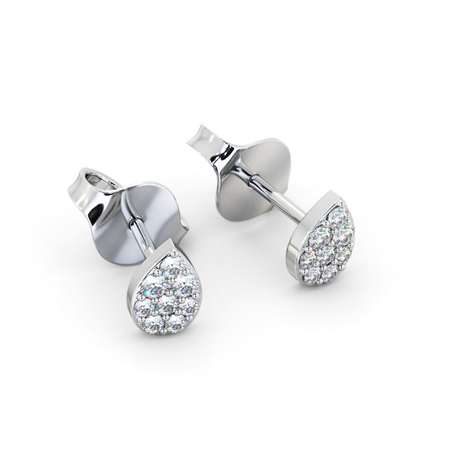 Pear Style Round Diamond Earrings 18K White Gold - Lancas ERG154_WG_FLAT