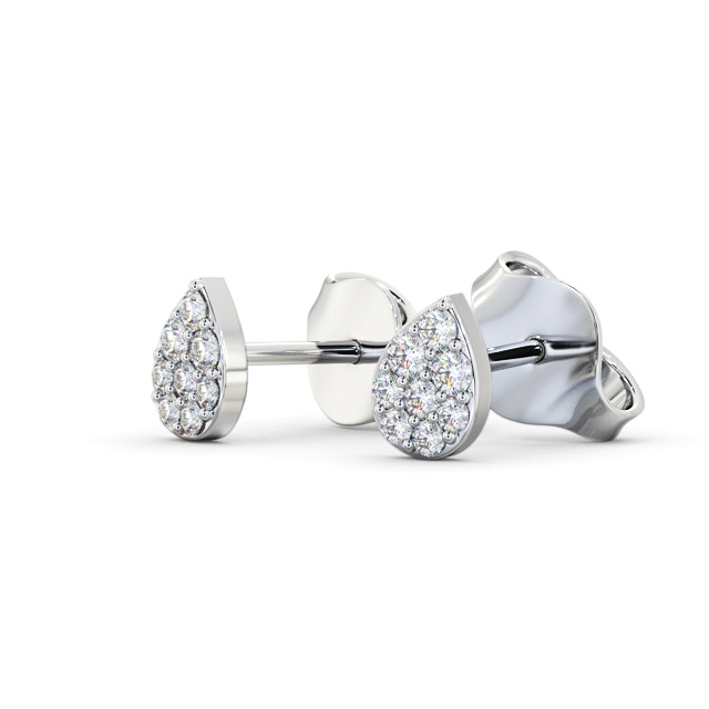 Pear Style Round Diamond Earrings 18K White Gold - Lancas ERG154_WG_SIDE